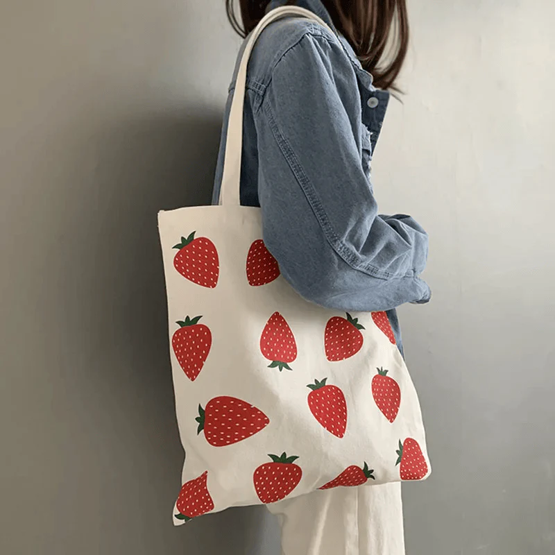 Sac fourre-tout pliable imprimé fraise - Image 3