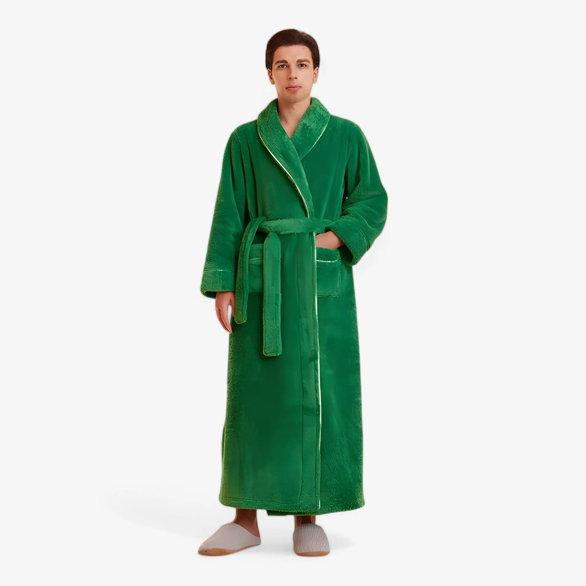 Peignoir de bain long portefeuille unisexe avec ceinture & poches - Image 12