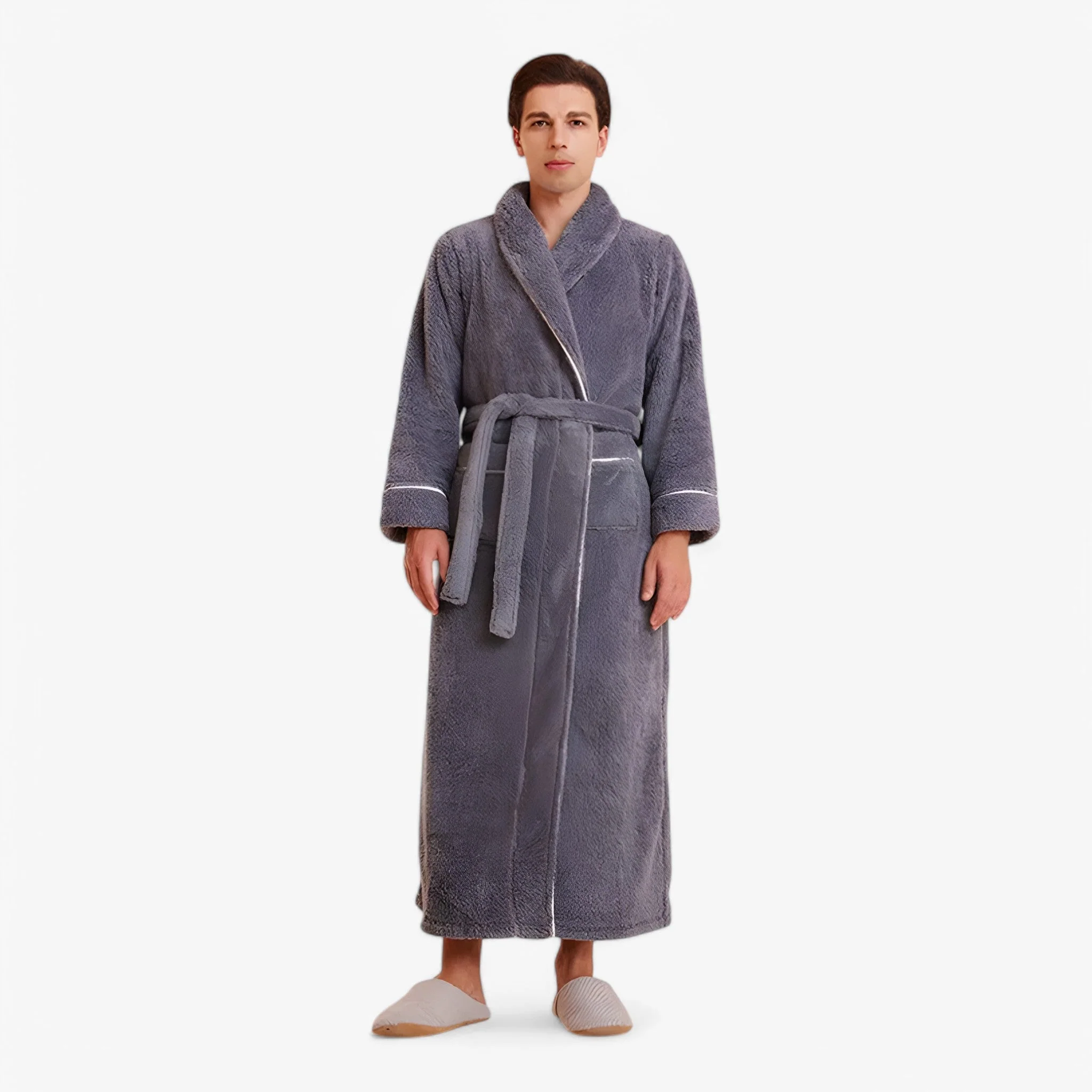 Peignoir de bain long portefeuille unisexe avec ceinture & poches - Image 13