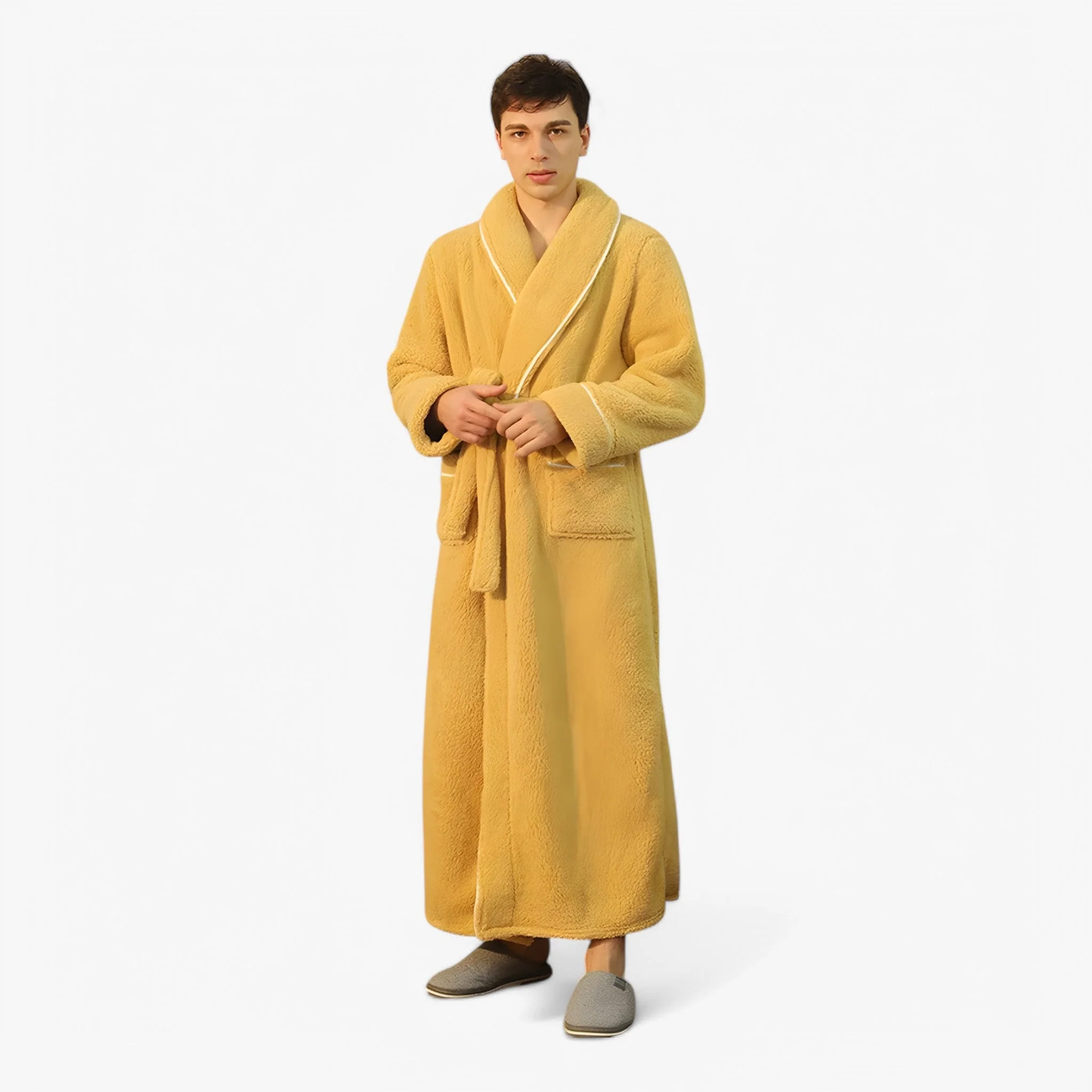 Peignoir de bain long portefeuille unisexe avec ceinture & poches - Image 15