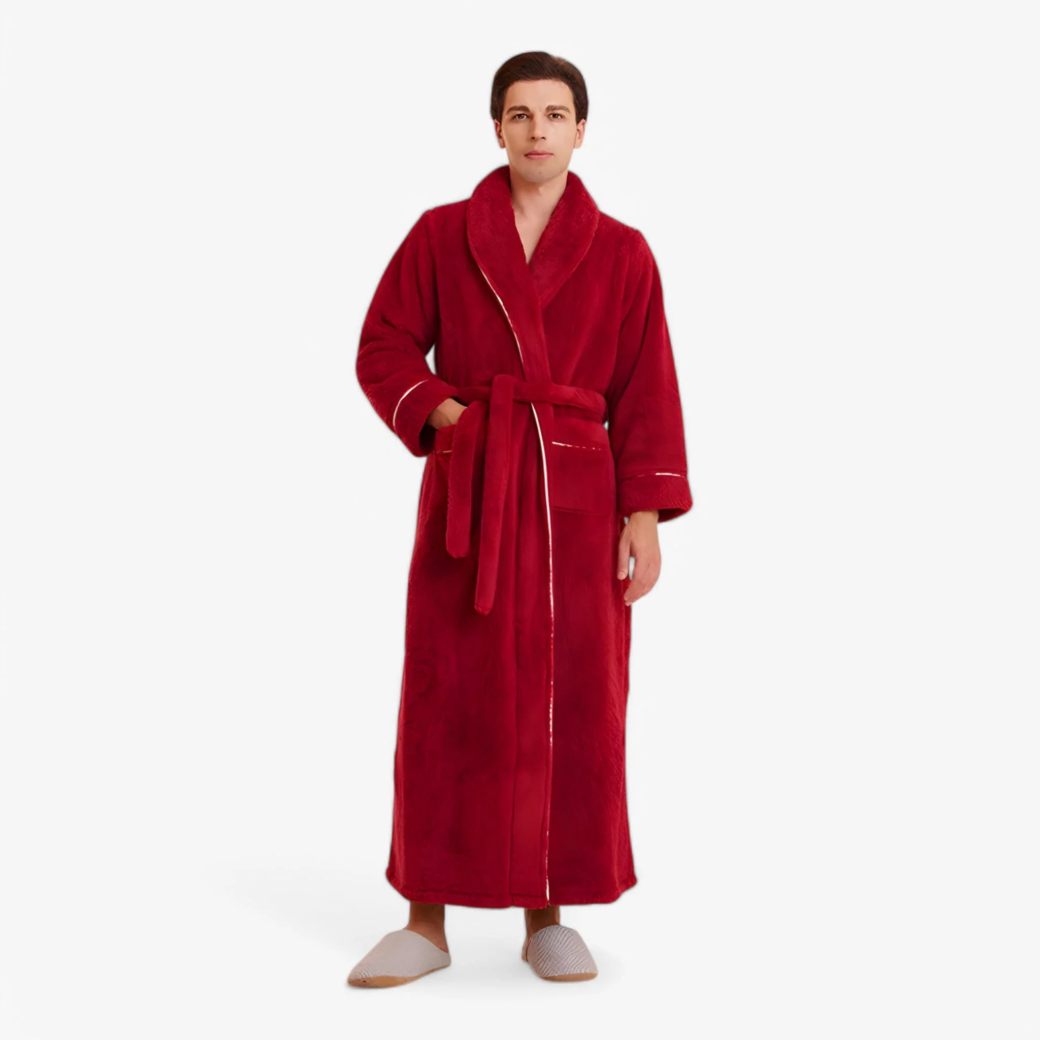 Peignoir de bain long portefeuille unisexe avec ceinture & poches - Image 16