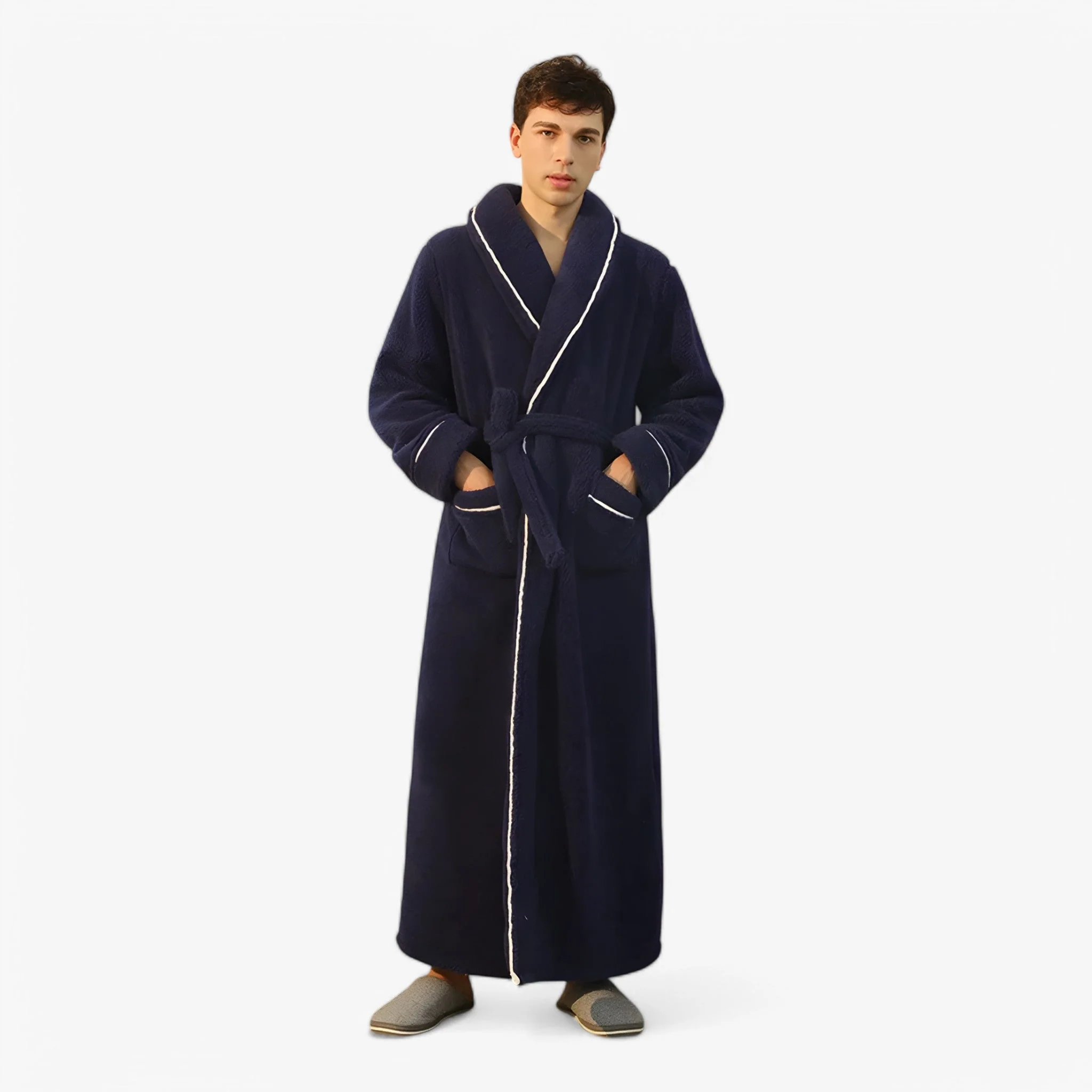 Peignoir de bain long portefeuille unisexe avec ceinture & poches - Image 20