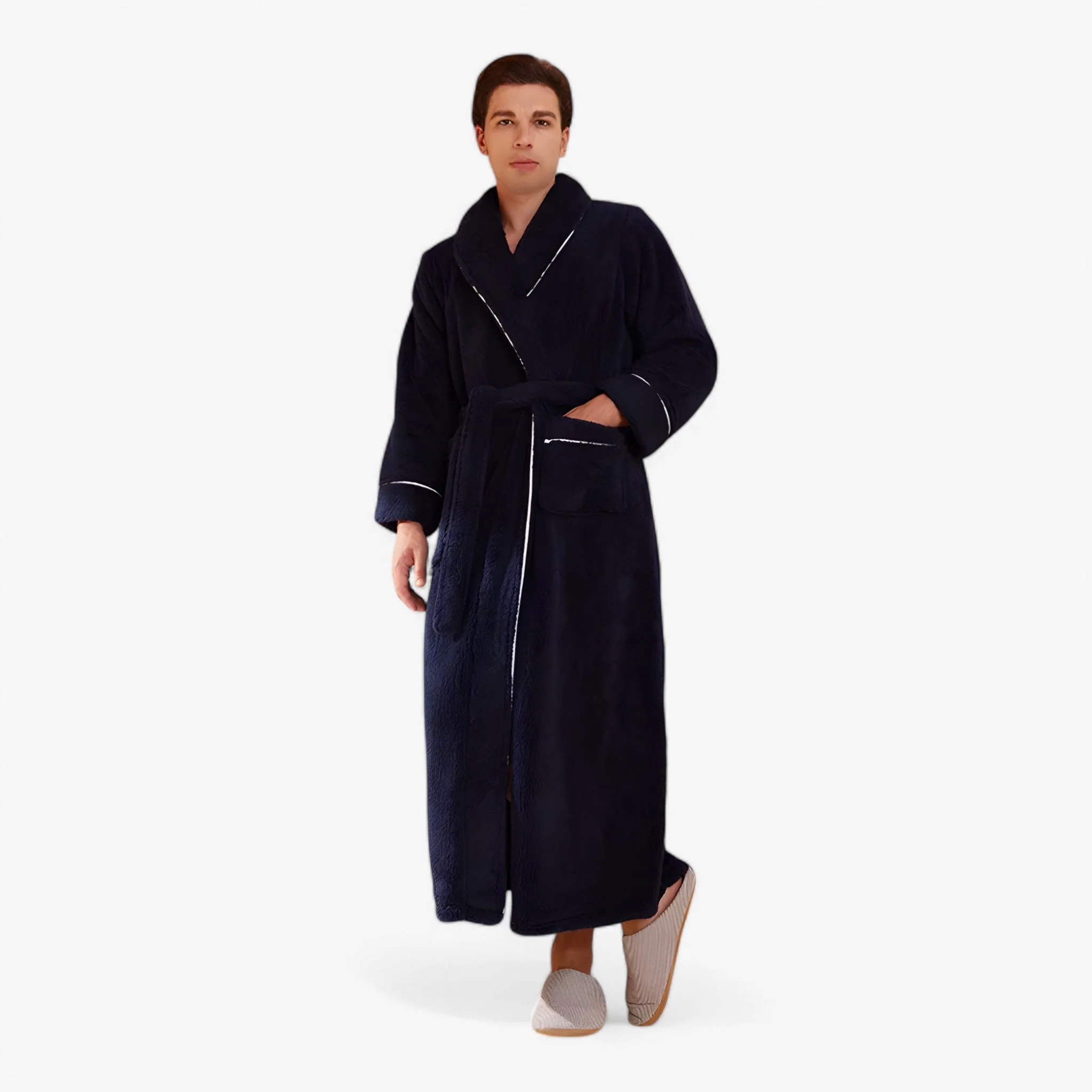 Peignoir de bain long portefeuille unisexe avec ceinture & poches - Image 21