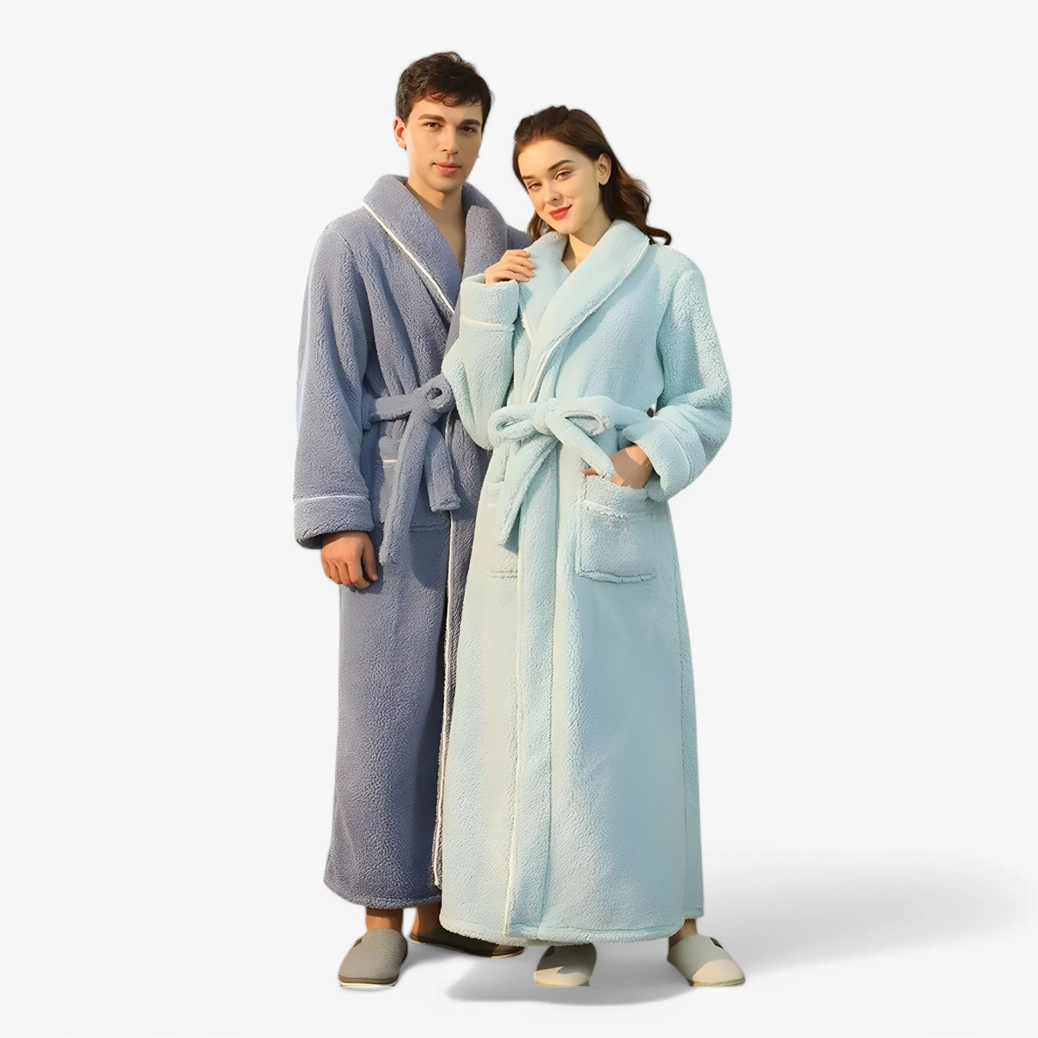 Peignoir de bain long portefeuille unisexe avec ceinture & poches - Image 25