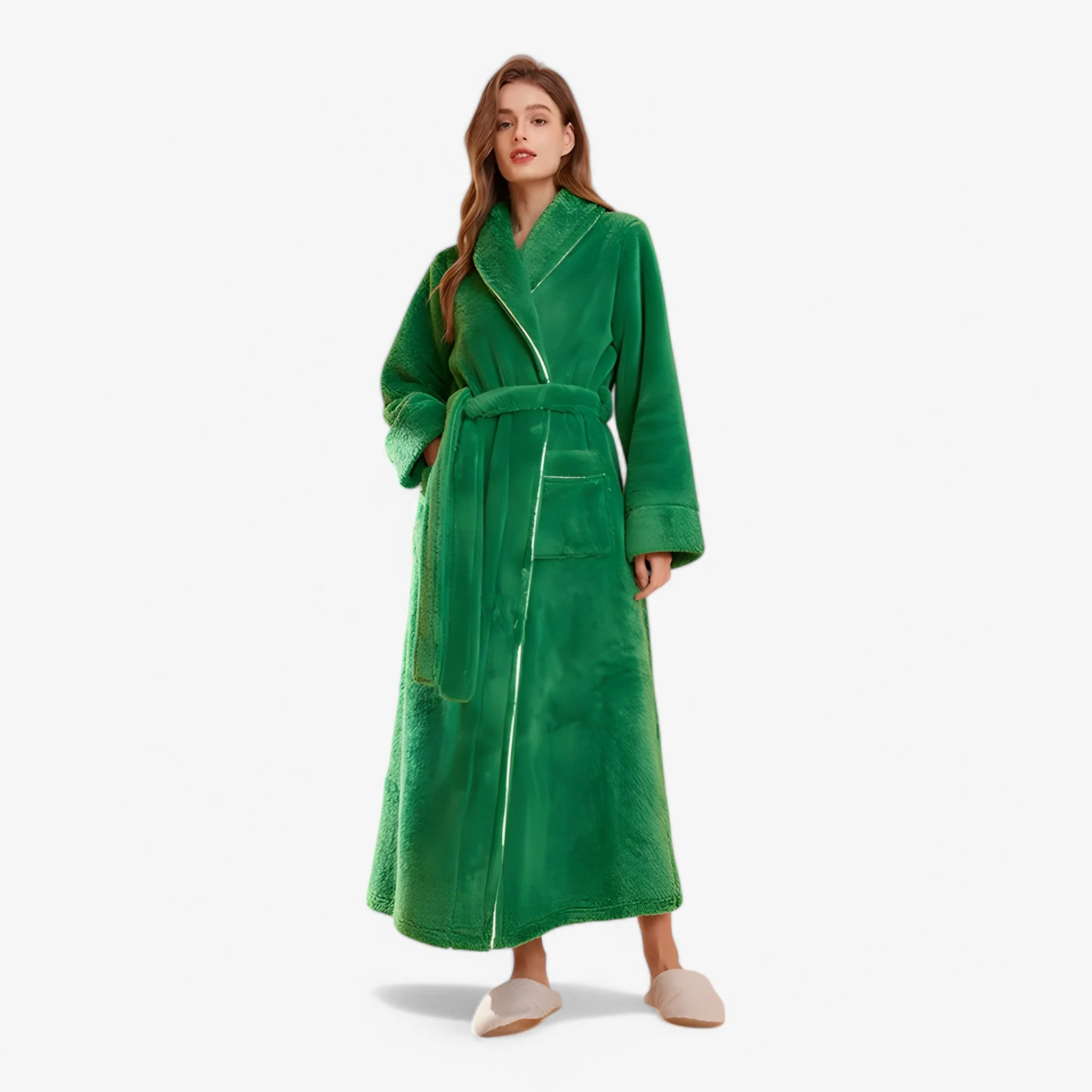 Peignoir de bain long portefeuille unisexe avec ceinture & poches - Image 6