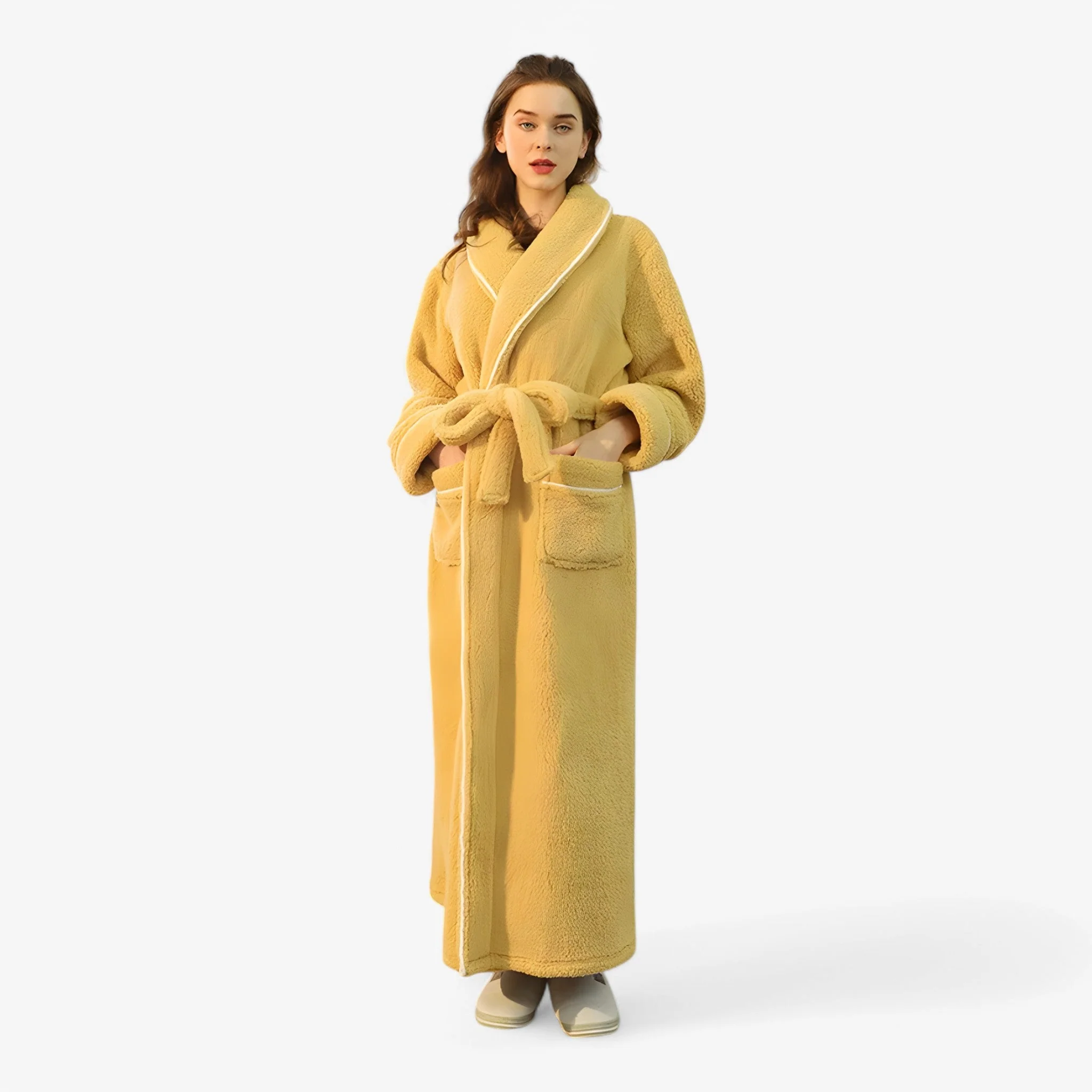 Peignoir de bain long portefeuille unisexe avec ceinture & poches - Image 7