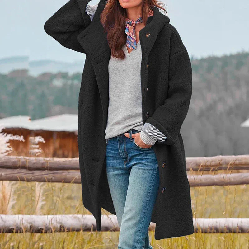 Cardigan à capuche oversize avec boutons sur le devant - Image 3