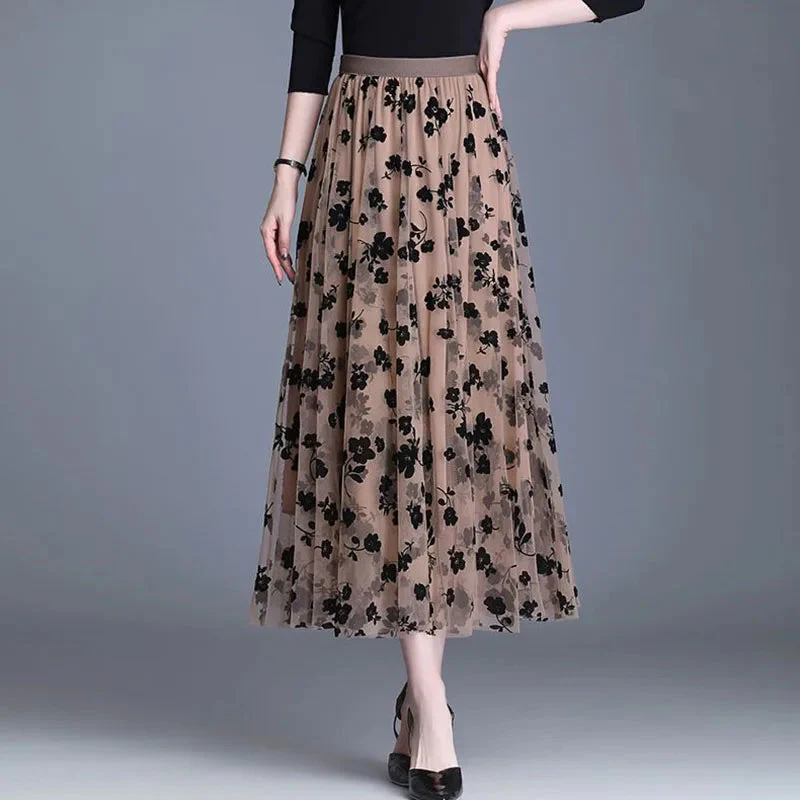 Jupe midi femme motif floral - Image 3