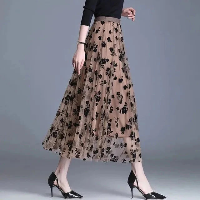 Jupe midi femme motif floral - Image 4