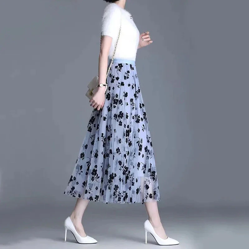 Jupe midi femme motif floral - Image 5