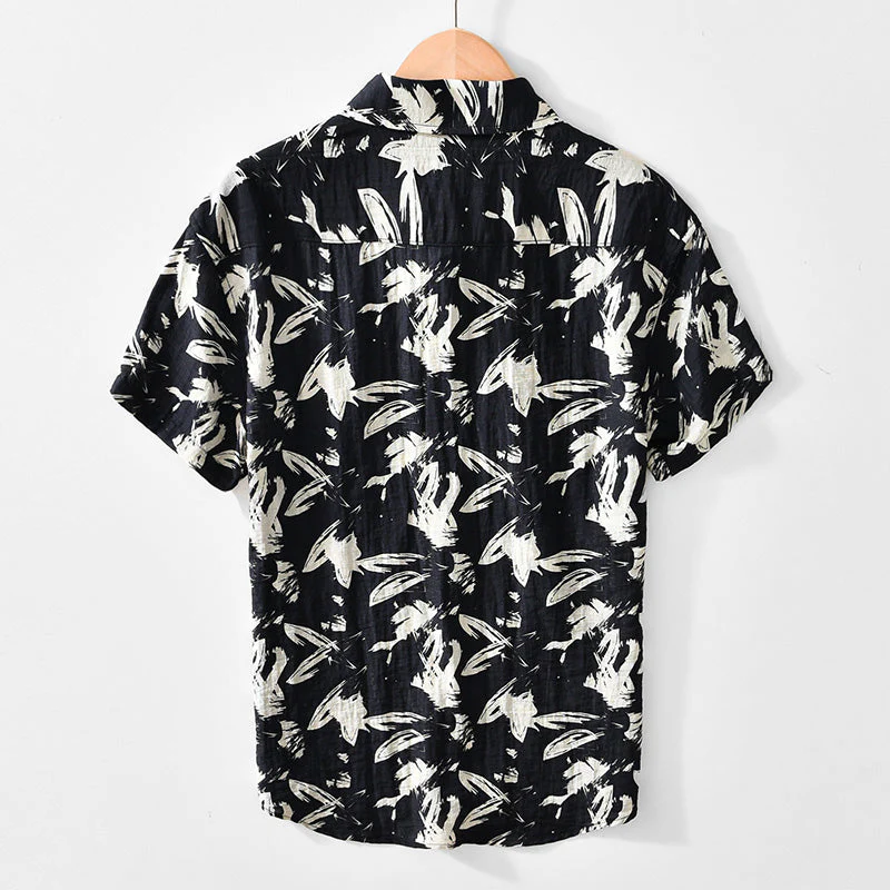 Chemise courte imprimée avec col polo et boutonnage sur le devant - Image 3