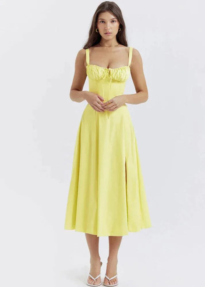 Daria - Robe longue femme bretelles spaghetti dentelle lacée style corset - Image 3