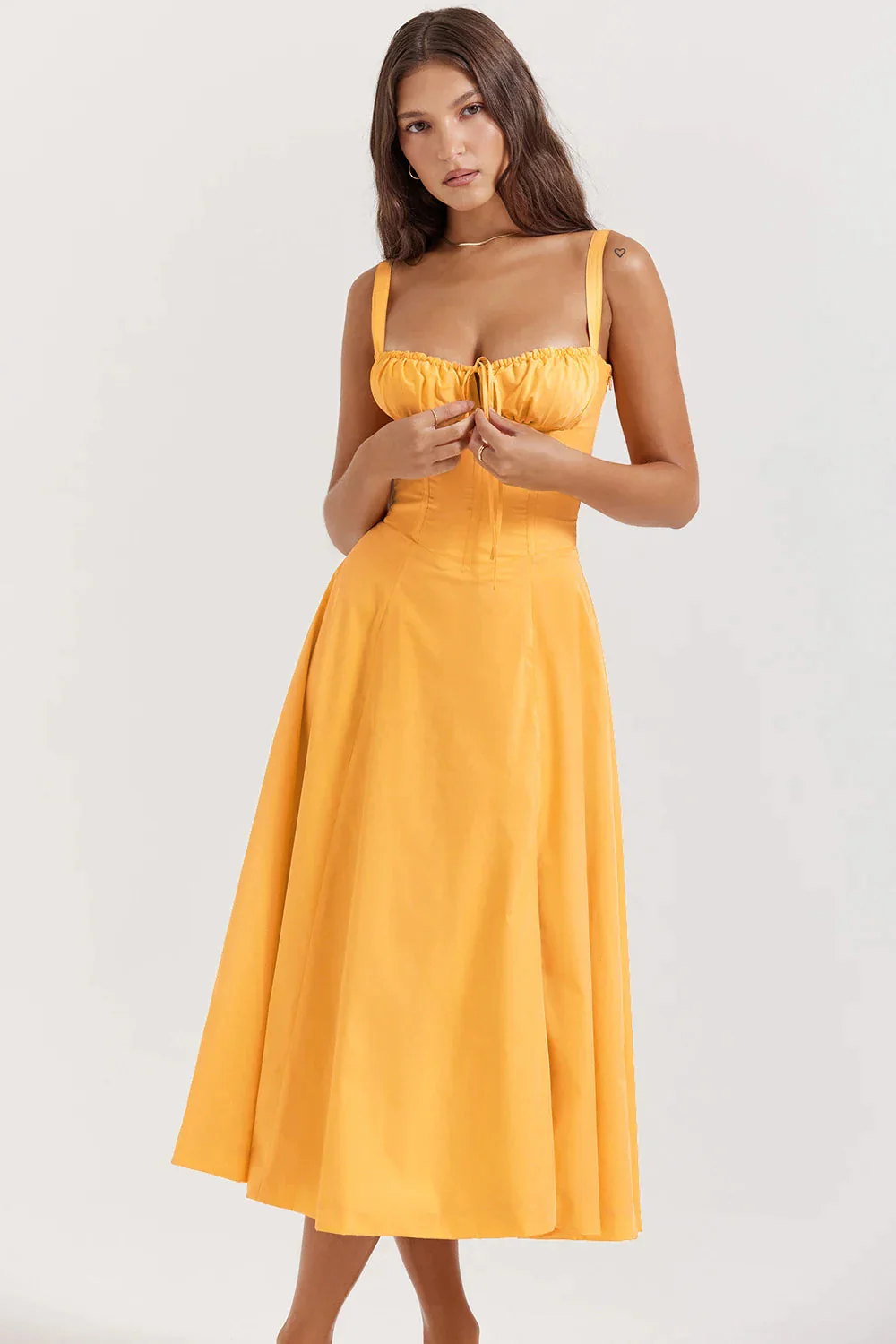 Daria - Robe longue femme bretelles spaghetti dentelle lacée style corset - Image 5