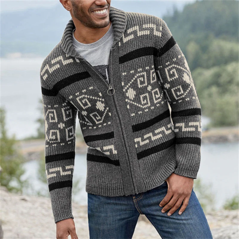 Cardigan homme manches longues col montant - Image 4