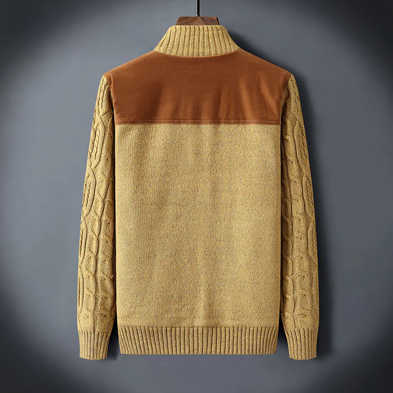 Declan – Cardigan en maille doublé à col montant boutonné et manches longues - Image 4