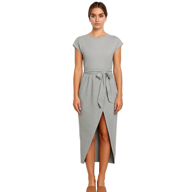 Robe portefeuille manches courtes avec ceinture - Image 11