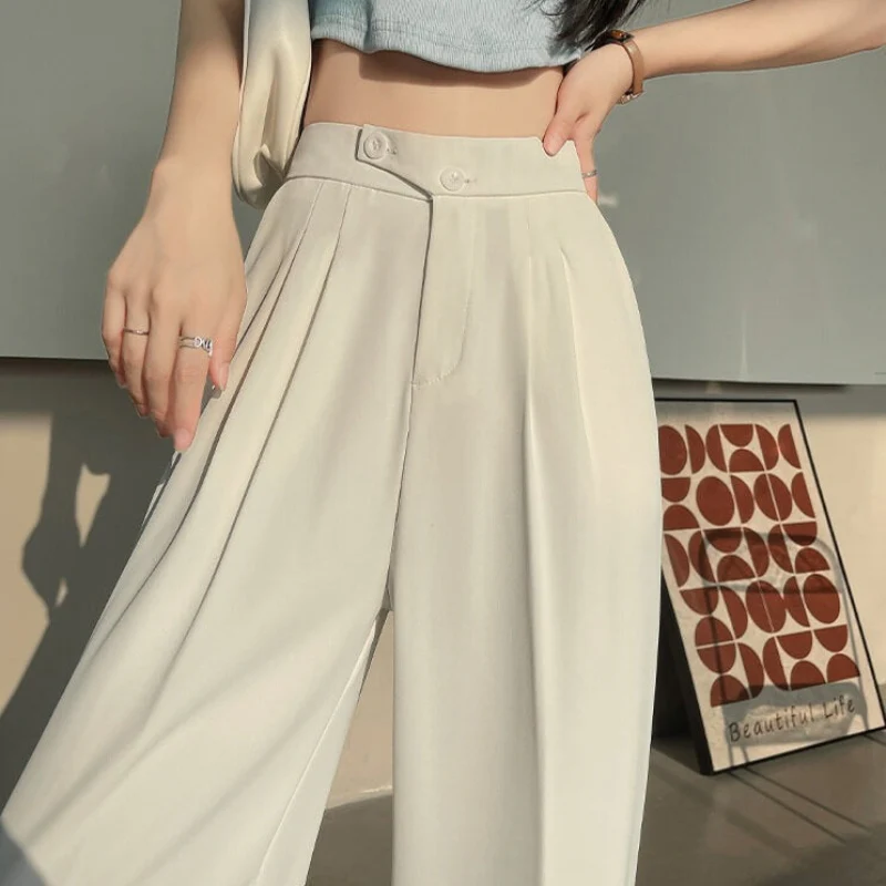 Pantalon Taille Haute Élégant au Design Classique à Jambe Droite - Image 9