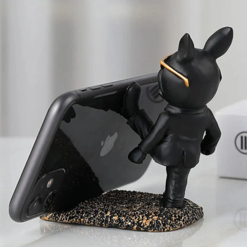 Statue de bulldog en résine avec support téléphone - Image 2