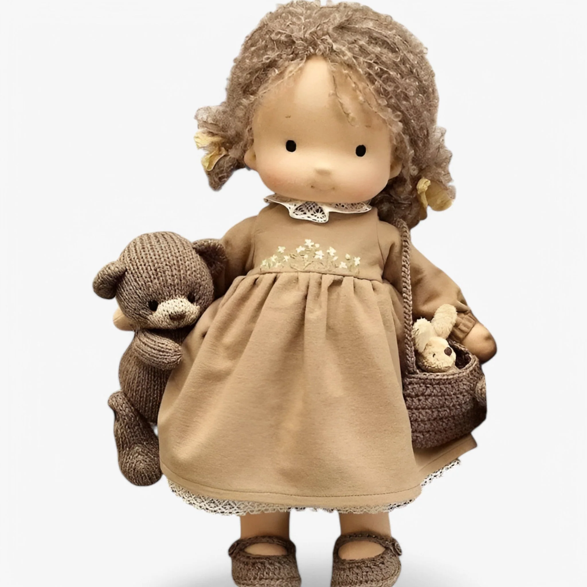 Poupée DollyCuddle faite à la main traits doux