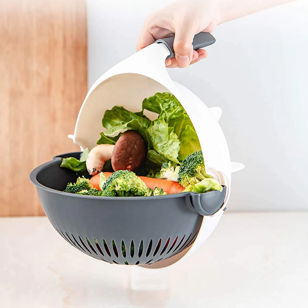 DrainSlice - Coupe-légumes multifonction 9-en-1 avec panier d’égouttage - Image 2
