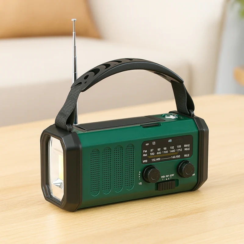 Radio météo AM/FM solaire à manivelle avec lampe de poche - Image 3