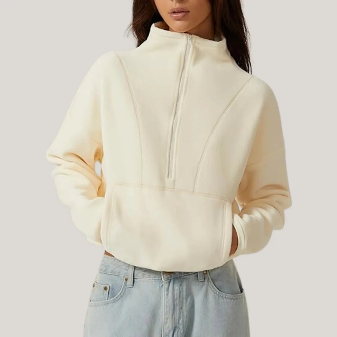 Sweat-shirt demi-zip en tissu sherpa - Image 5