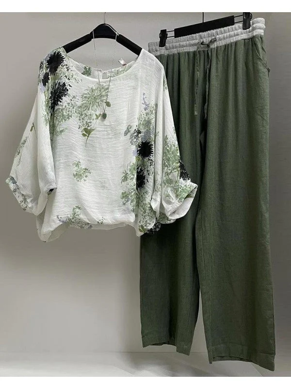Elana - Ensemble deux pièces Elana Chemisier léger et pantalon à jambe large