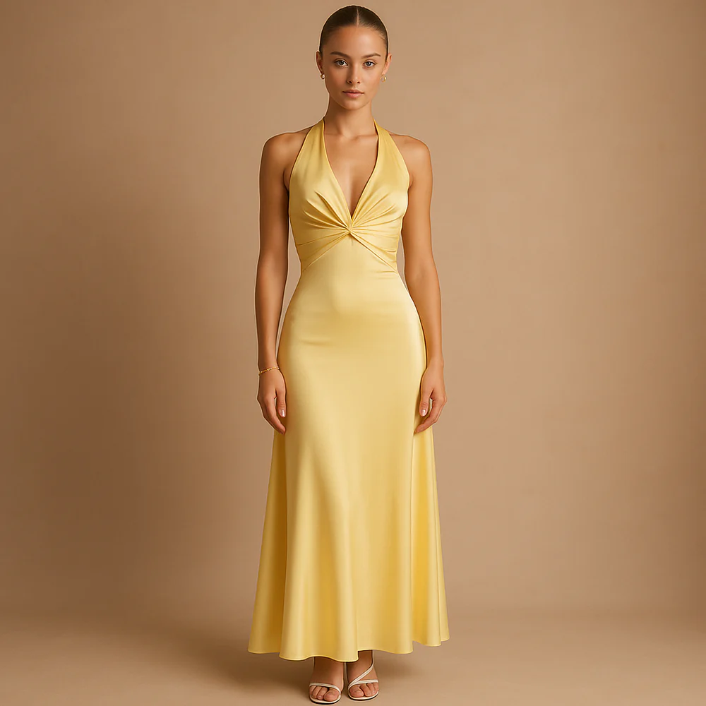 Robe Longue Dos Nu Encolure Torsadée - Image 3