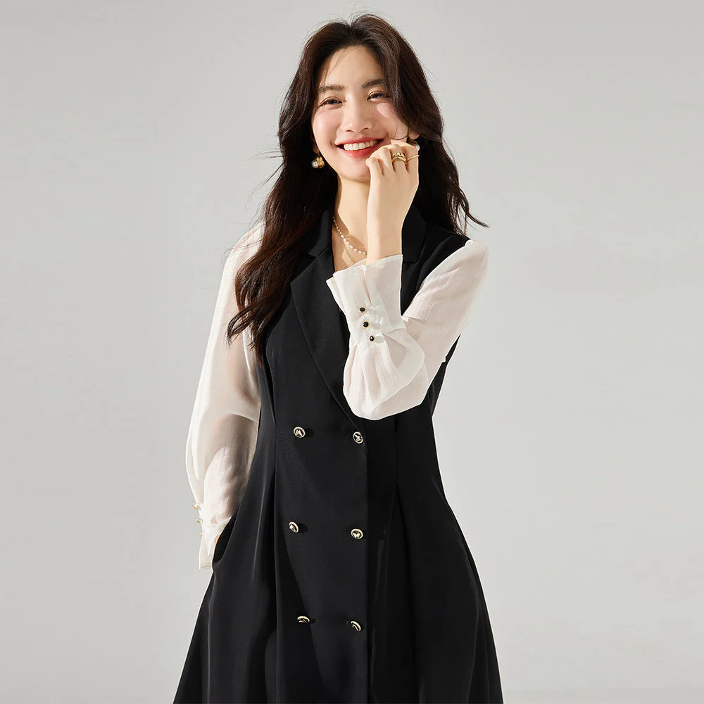 Robe midi femme décolleté V avec ceinture - Image 2