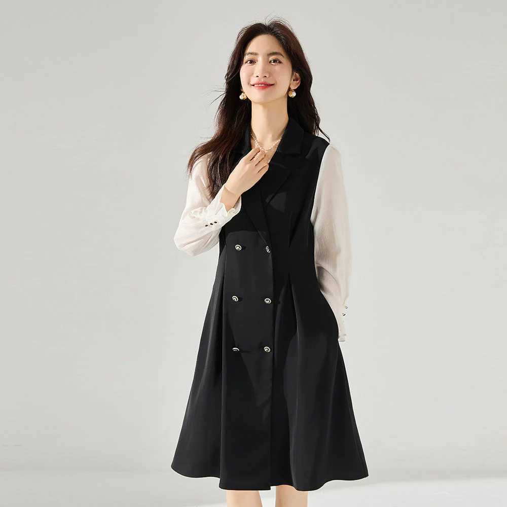 Robe midi femme décolleté V avec ceinture - Image 3