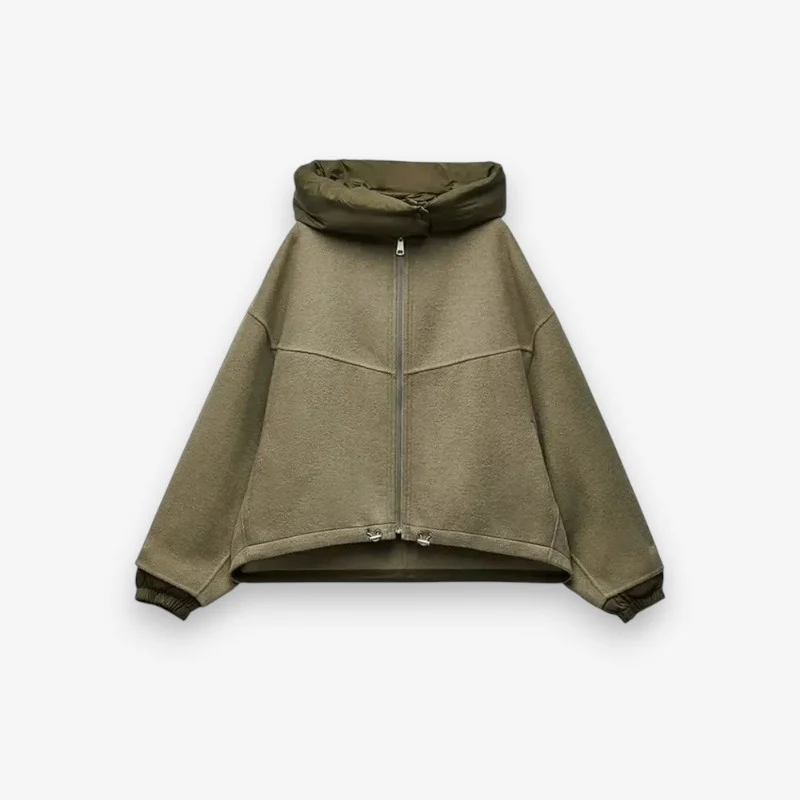 Veste femme à capuche zippée coupe ample