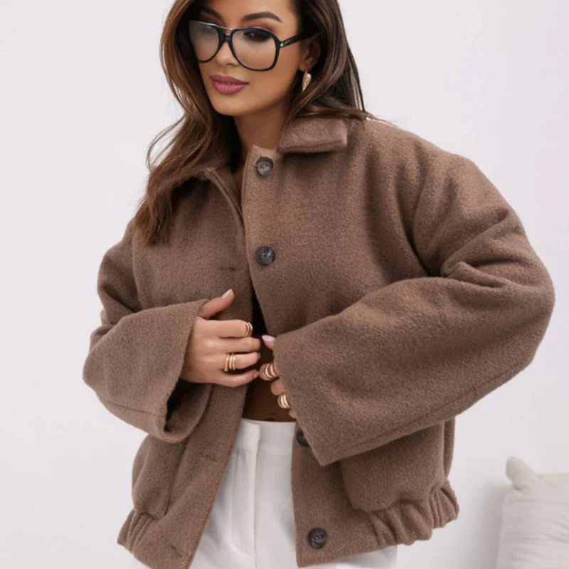 Elaris – Veste boutonnée à manches longues avec poches et col replié - Image 5