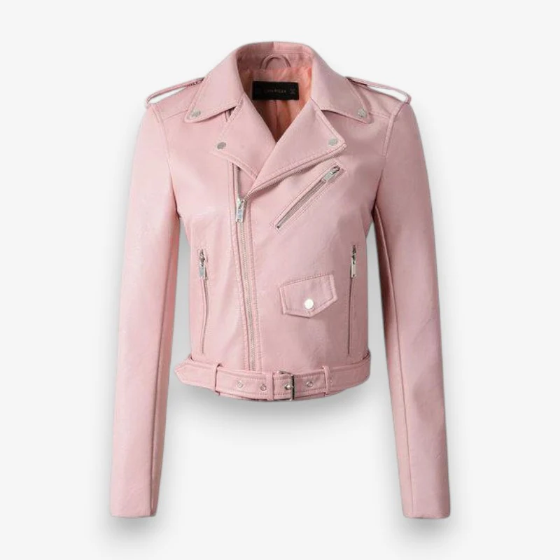 Veste zippée en cuir manches longues - Image 2
