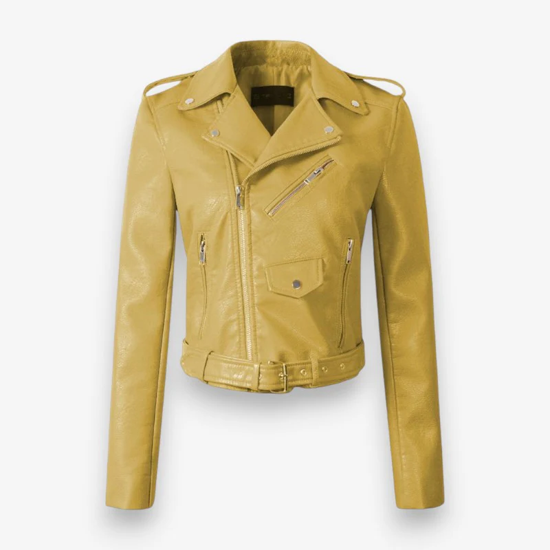 Veste zippée en cuir manches longues - Image 3