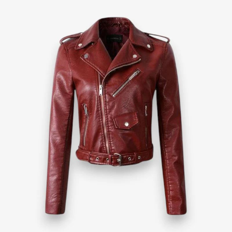 Veste zippée en cuir manches longues - Image 4