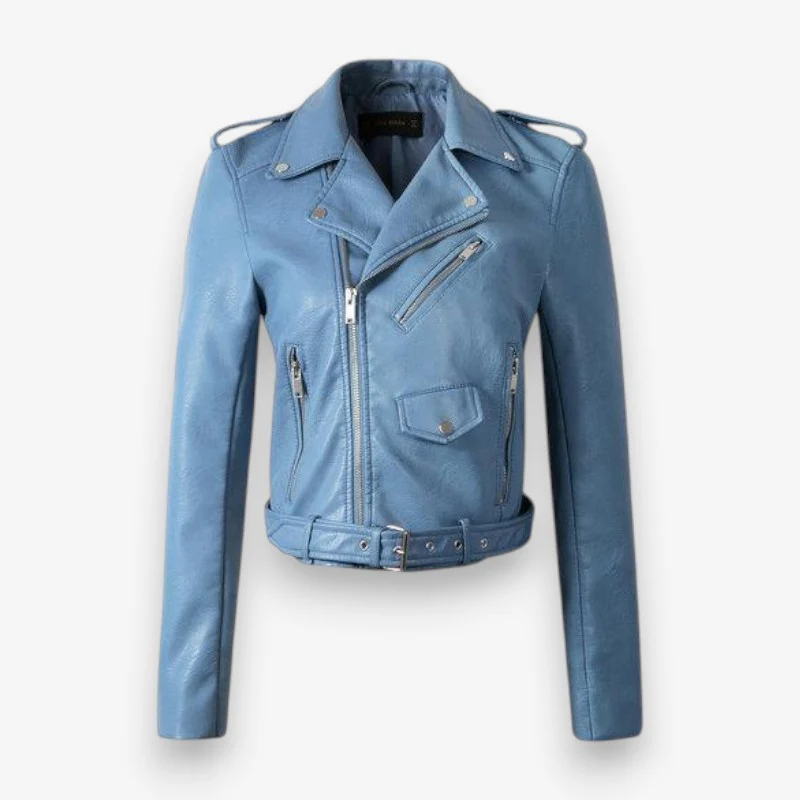 Veste zippée en cuir manches longues - Image 5