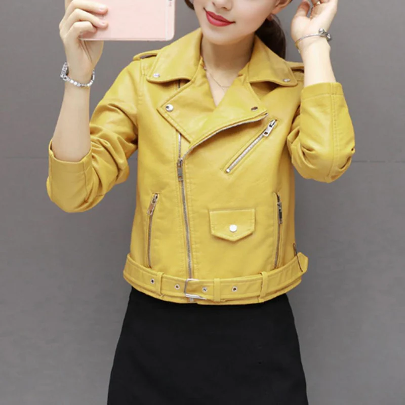Veste zippée en cuir manches longues - Image 7
