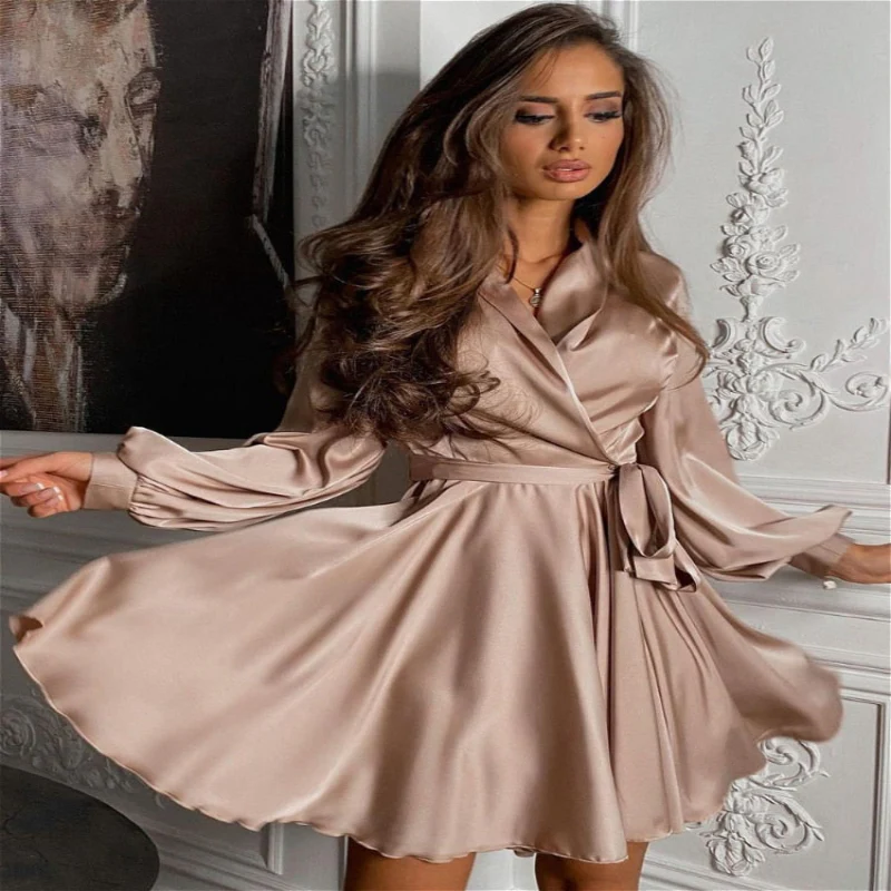 Robe portefeuille femme drapée avec taille nouée ajustable - Image 5