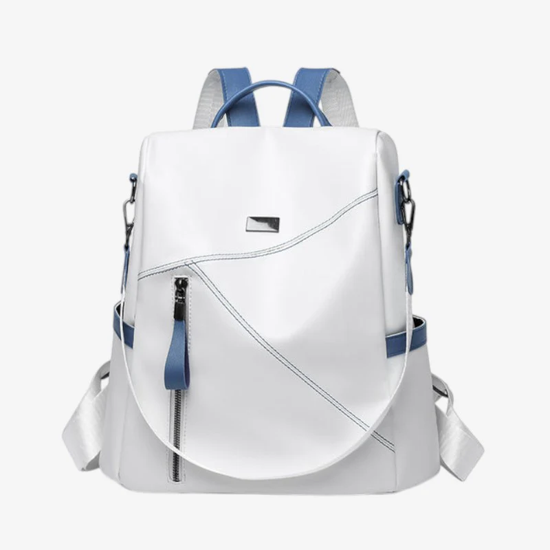 Grand sac à dos en cuir avec poches zippées multiples - Image 2