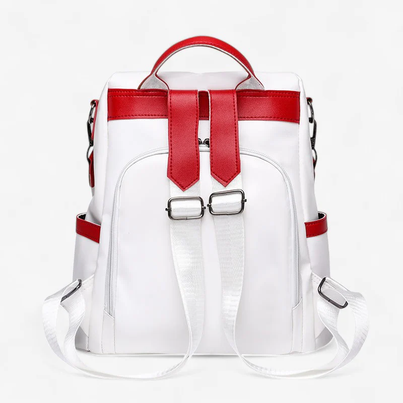 Grand sac à dos en cuir avec poches zippées multiples - Image 3