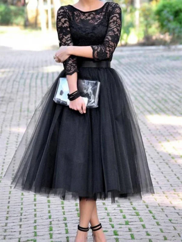 Jupe tutu Elena mi-longue en tulle noir - Image 2