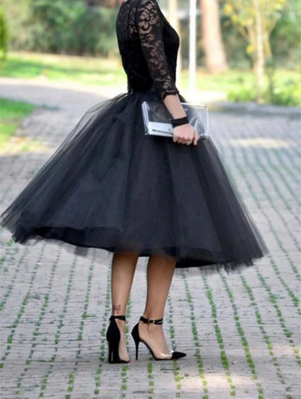 Jupe tutu Elena mi-longue en tulle noir - Image 3