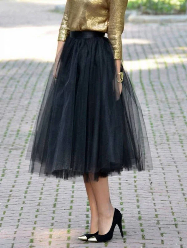 Jupe tutu Elena mi-longue en tulle noir - Image 4