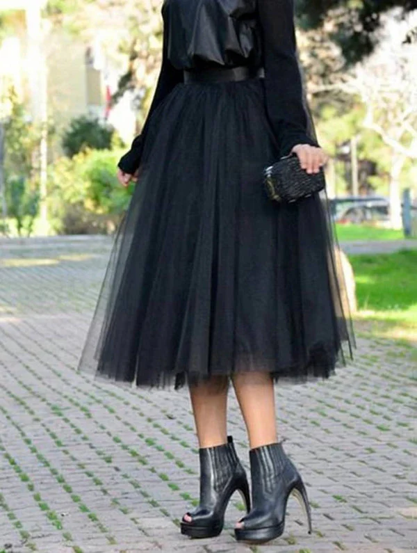 Jupe tutu Elena mi-longue en tulle noir - Image 5