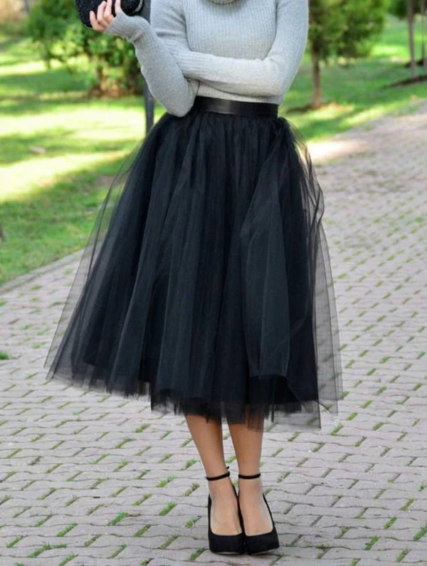 Jupe tutu Elena mi-longue en tulle noir - Image 6