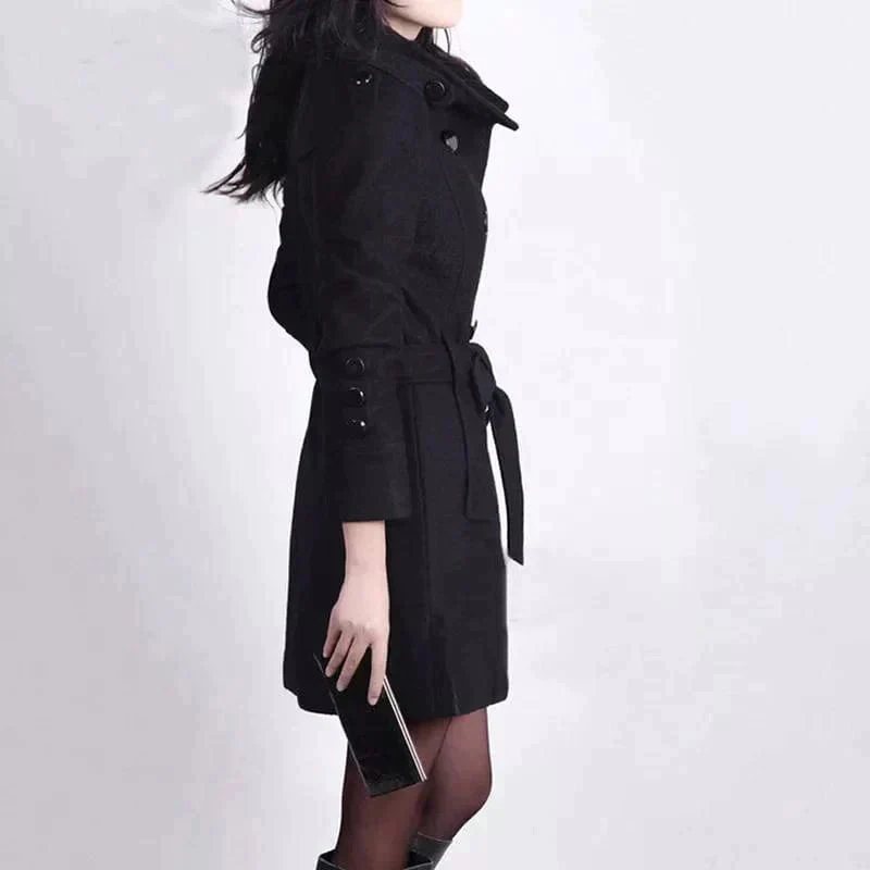 Elena - Manteau long femme ceinturé Silhouette flatteuse, style chic - Image 3