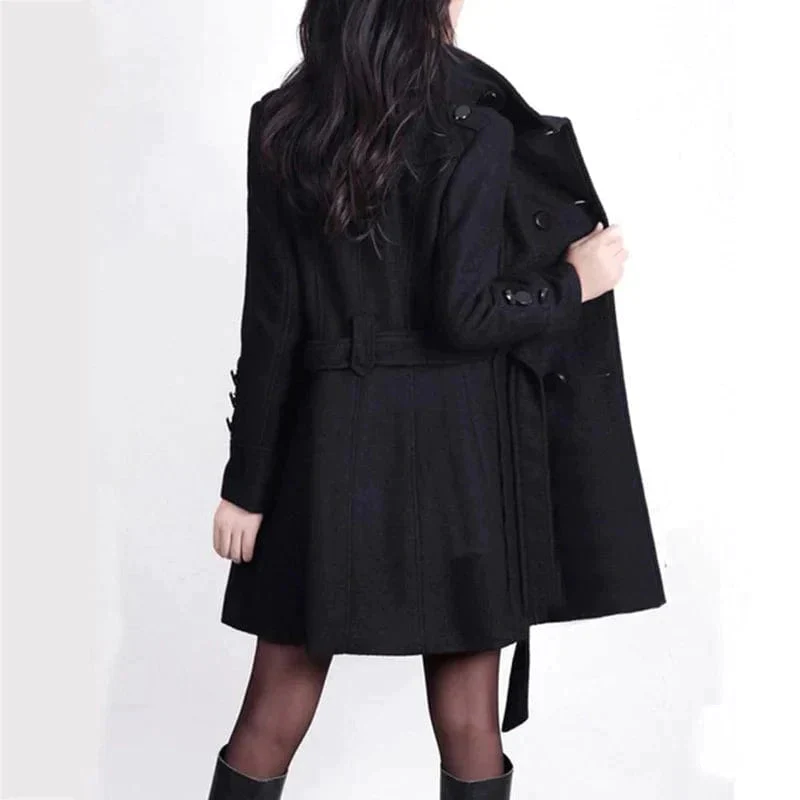 Elena - Manteau long femme ceinturé Silhouette flatteuse, style chic - Image 4