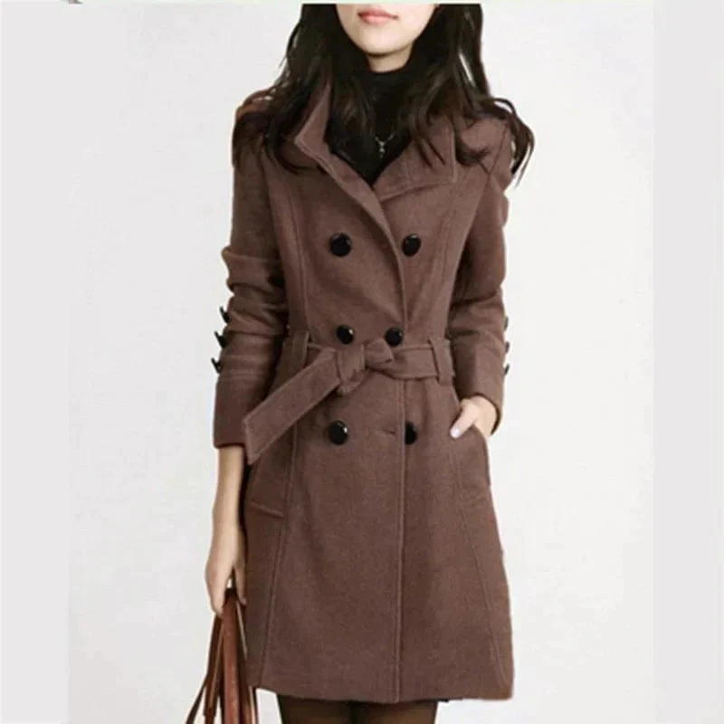 Elena - Manteau long femme ceinturé Silhouette flatteuse, style chic - Image 5
