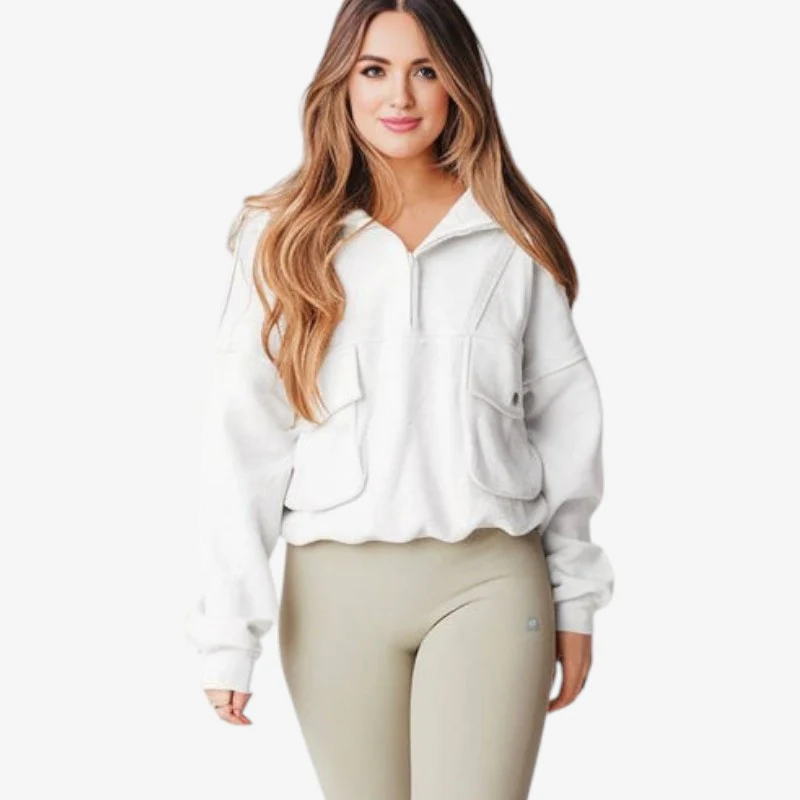 Sweat-shirt femme coupe ample avec poches zippées | - Image 2