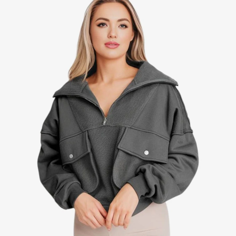 Sweat-shirt femme coupe ample avec poches zippées | - Image 6